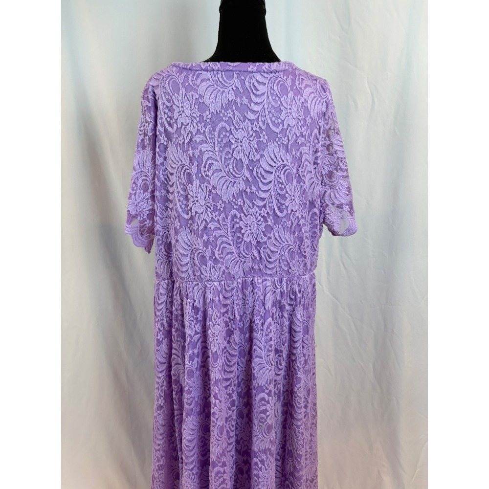 Torrid Lavender Purple Floral Lace Short Sleeve Empire Waist Maxi Dress Size 4 - Picture 11 of 13